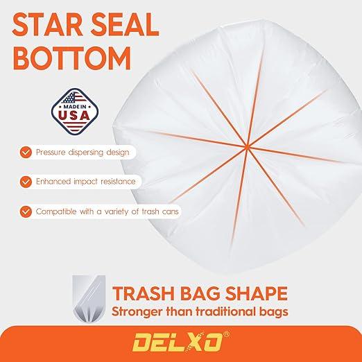Delxo 55-60 Gallon Trash Bags, 100 Count – 0.9 Mil Medium Duty Garbage Bags, Durable & Puncture-Resistant Plastic Bolsas para basura, Perforated Design– Made in USA for Kitchen, Yard, Office (Clear) - NeatNest