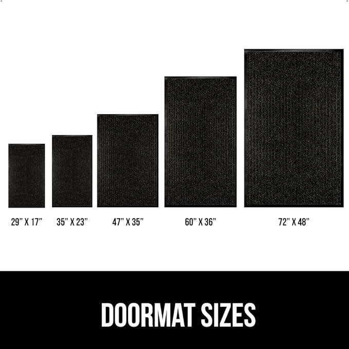 GORILLA GRIP Waterproof Traffic Guard Door Mat, 2 Pack Heavy Duty Entryway Mats, Strong Rubber Back Commercial Utility Rugs for Office Hallway, Garage Floor and Home, Low Profile Carpet, 35x23, Black - NeatNest