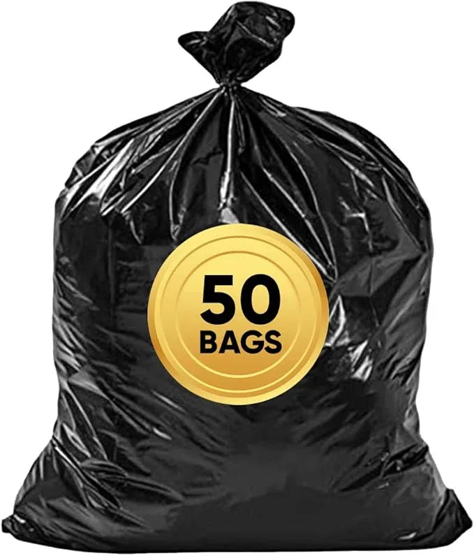 Veska 55 Gallon Trash Bags Heavy Duty, (Value-Pack 50 Count w/Ties) 55-60 Gallon Trash Bags Large Black 50-60 Gallon Garbage Liners for Lawn, Leaf, and Commercial - NeatNest