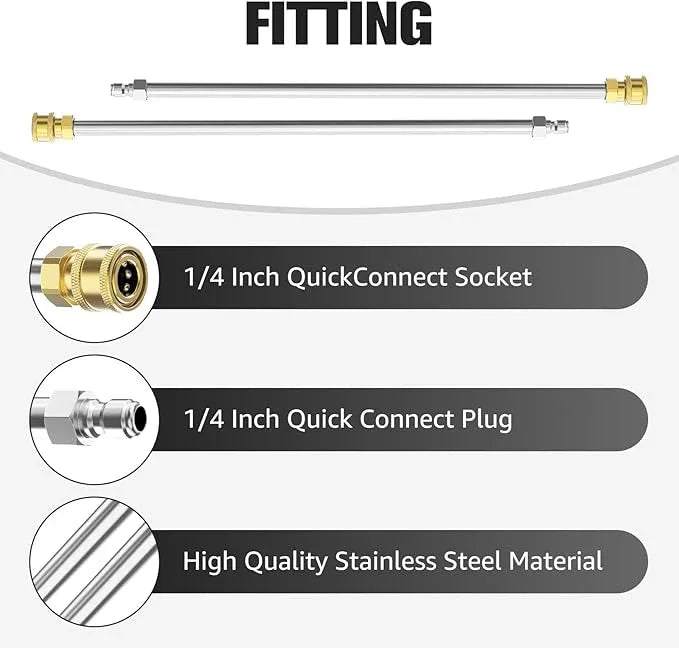 Sealegend Pressure Washer Extension Wand, 17 Inch Power Washer Lance, 2 Packs Stainless Steel with 1/4" Quick Connect, 4000 PSI - NeatNest