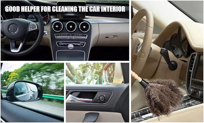 Ostrich Feather Duster 14 inch Feather Duster Fluffy Natural Genuine Ostrich Feathers with Wooden Handle and Eco-Friendly Reusable Handheld Ostrich Feather Duster for Cleaning Supplies - NeatNest
