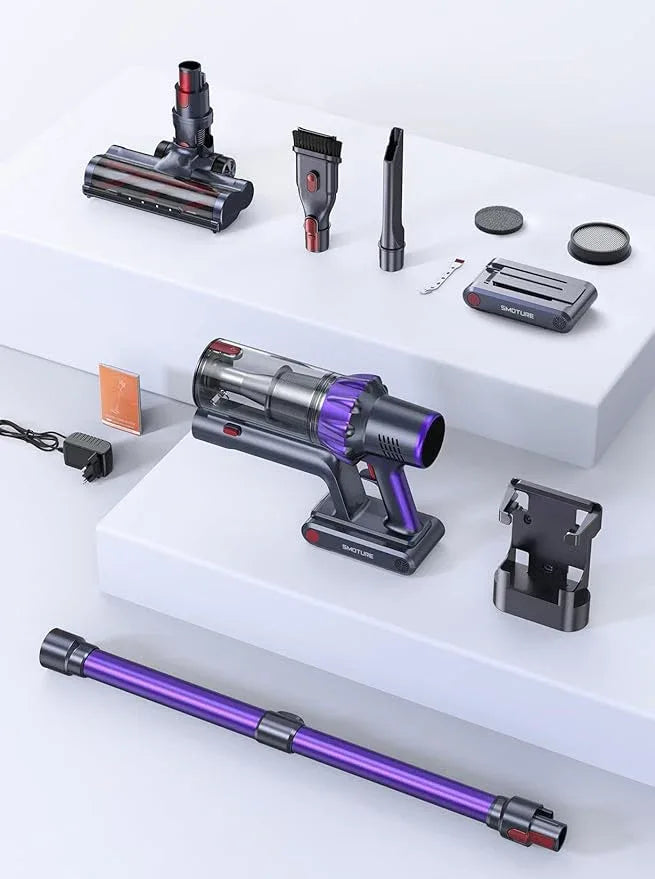 Cordless Vacuum Cleaner, 2 Batteries 110 Mins Runtime Vacuum Cleaners for Home, 45KPA 550W Stick Vacuum with Brushless Motor, Automatically Adjust Suction, Handheld Vacuum for Pet Hair/Carpet/Floor - NeatNest