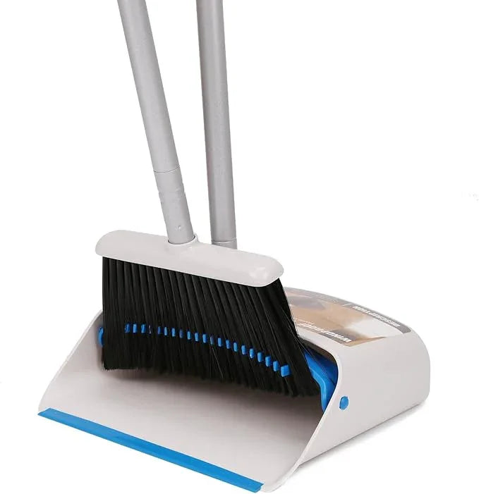 TreeLen Long Handle Broom and Dustpan Set,Upright Dust Pan Combo for Home, Kitchen, Room, Office, Lobby Floor Use Without Bending - NeatNest