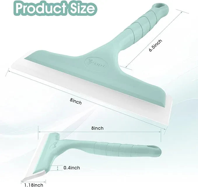 Shower Squeegee for Glass Doors, Bathroom Squeegee for Shower, Mini Window Squeegee, Home Bathroom Silicone Cleaner Tool, Suitable for Bathroom, Kitchen, Tile, Mirror, Car Glass, 8in Lake Blue - NeatNest