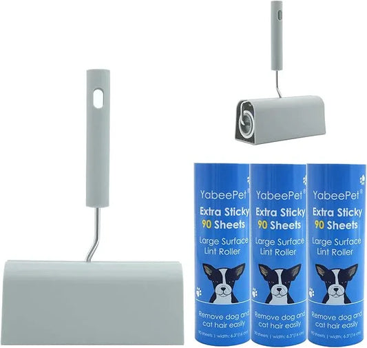Extra Sticky Large Surface Lint Roller, 6.3'' Giant Lint Roller for Pet Hair, Lint Remover Roller for Cat Hair, Clothes, Furniture, 1 Handle + 270 Sheets, with Dust-Proof Case - NeatNest