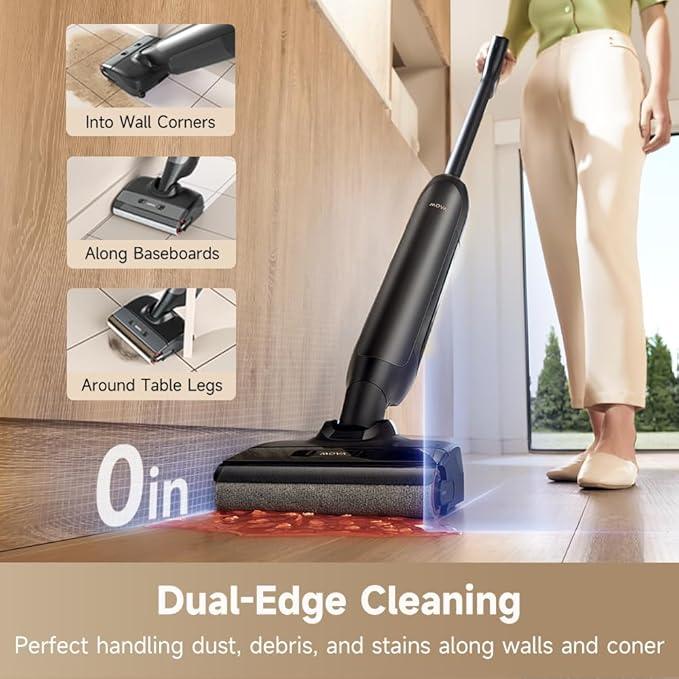 MOVA M10 Cordless Wet Dry Vacuum Cleaner 180° Lie-Flat Smart Vacuum Mop All in One for Hard Floor, 167°F Flashdry Self-Cleaning, Zero inch Dual-Edge Cleaning, 18000Pa Suction, Zero-Tangle for Pet Hair - NeatNest