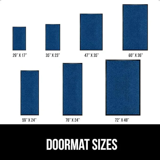 GORILLA GRIP Waterproof Traffic Guard Door Mat, Heavy Duty Entryway Mats, Strong Rubber Back Commercial Utility Rugs for Office Hallway, Garage Floor and Home, Low Profile Carpet Runner, 29x17, Blue - NeatNest