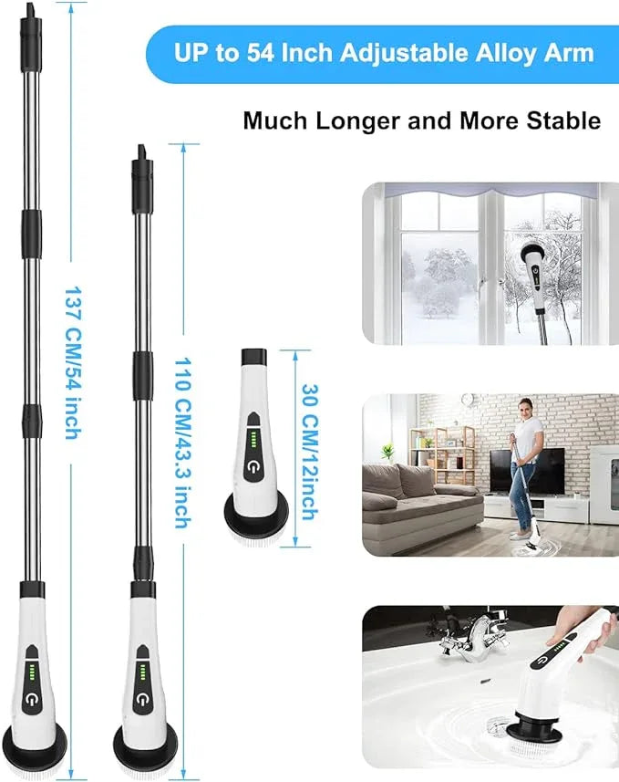 Leebein Electric Spin Scrubber, Cordless Cleaning Brush with 8 Replaceable Brush Heads, Tub and Floor Tile 360 Power Scrubber Dual Speed with Adjustable & Detachable Handle for Bathroom Kitchen Car - NeatNest