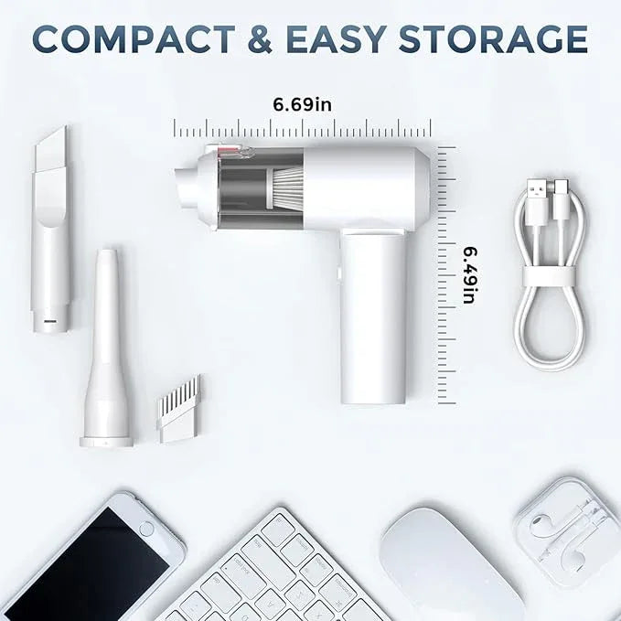 Car Vacuum Cordless: 12000Pa 2 in 1 Handheld Vacuum & Blower - Hand Vacuum Portable Cordless with Led Light, Multi-Nozzles for Car, Home, Office, Pet, Hair White - NeatNest