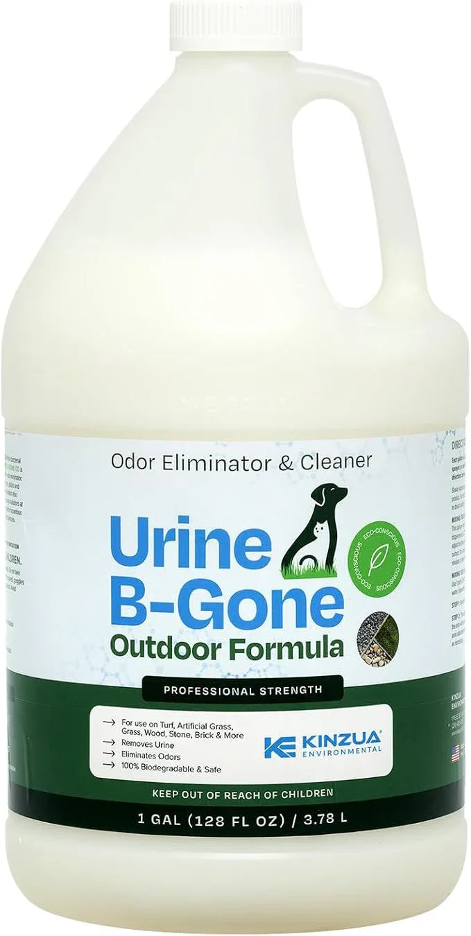 KINZUA ENVIRONMENTAL Urine B-Gone-OD Professional Pet Urine Enzyme Cleaner, Pet Yard Odor Eliminator for Artificial Grass, Concrete & More, 1 Gallon - NeatNest