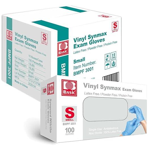 Jointown Basic Vinyl Exam Gloves-Safty Glove Latex-Free & Powder-Free, Synmax Disposable Medical Glove Small (Case of 1000, Blue) - NeatNest