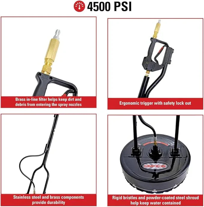 Simpson Cleaning 80182 Universal 20" Industrial Pressure Washer Surface Cleaner for Hot and Cold Water Machines, 3/8" Quick Connection, Recommended min 3450 PSI up to max of 4500 PSI, Black - NeatNest