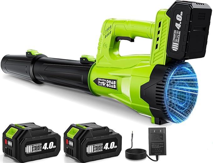 Leaf Blower, Powerful Electric Cordless Leaf Blowers with 2 x 4.0Ah Battery and Charger, Portable Handheld Battery Powered Leaf Blower, Lightweight Blowers for Lawn Care, Garden, Outdoor, Patio, Yard - NeatNest