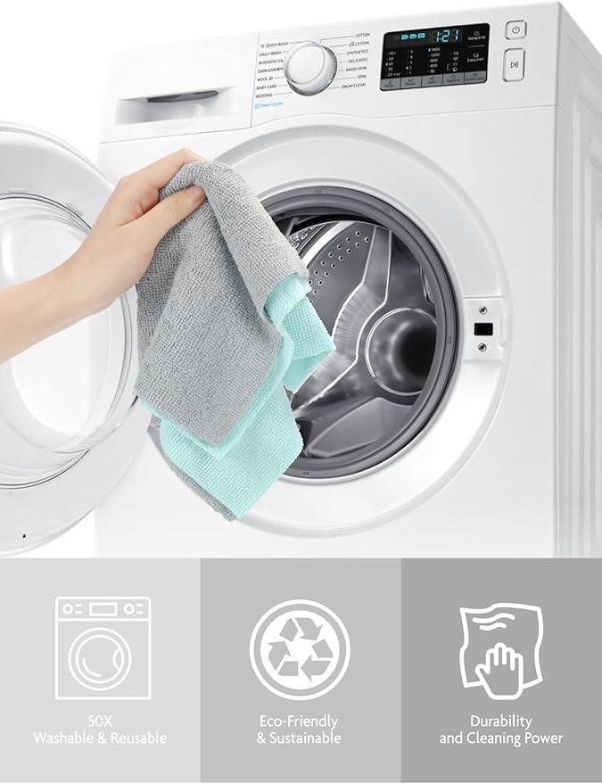 Fantasticlean Microfiber Cleaning Cloth Roll -75 Pack, Tear Away Microfiber Towels, 12" x 12", Reusable, Washable, Scratch Free, Ultra Absorbent Dishcloth for Home Supplies, Car, Pet, Kitchen (Blue) - NeatNest