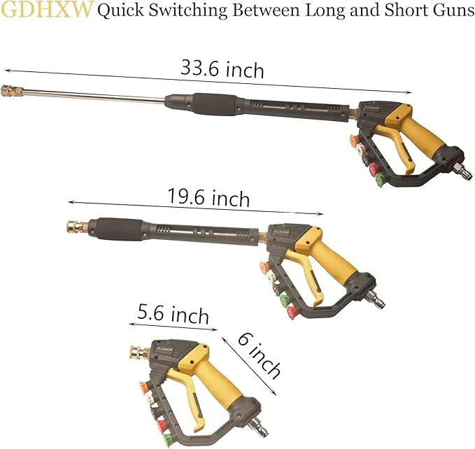 GDHXW High Power Washer Gun,Adjustable Pressure Washer Gun with Extension Wand,Quick Connection,with 5 Nozzle Tips, 2 Adapter,10 O-Rings 5000 PSI,Compatible with Most Pressure Washer - NeatNest