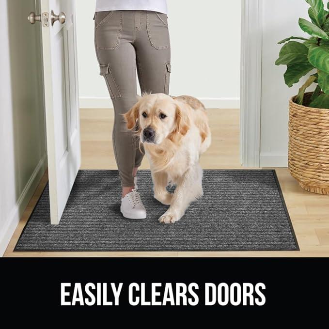 GORILLA GRIP Waterproof Traffic Guard Door Mat, Heavy Duty Entryway Mats, Strong Rubber Back Commercial Utility Rugs for Office Hallway, Garage Floor and Home, Low Profile Carpet, 29x17, Light Gray - NeatNest