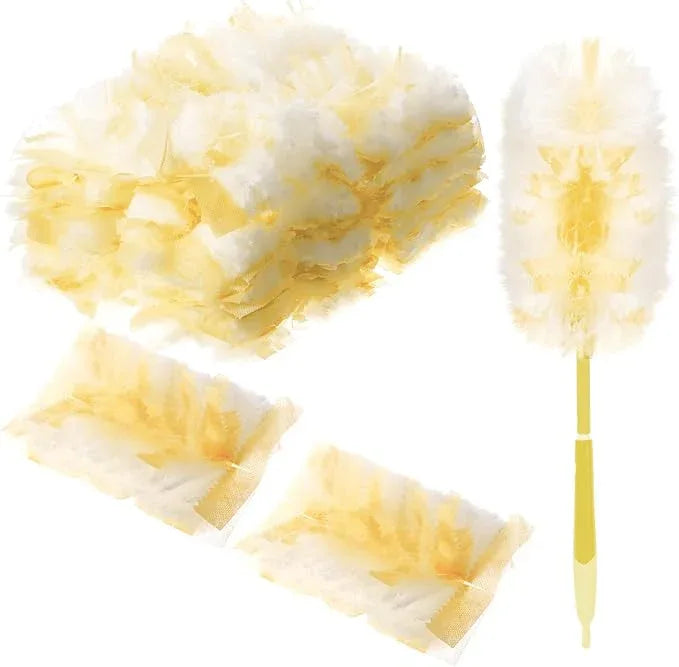 Vesici 50 Pcs Duster Refills Compatible with Swiffer Dusters Bulk Disposable Replacement Thickened with 1 Handle Heavy Duty for Cleaning, Office (Yellow) - NeatNest