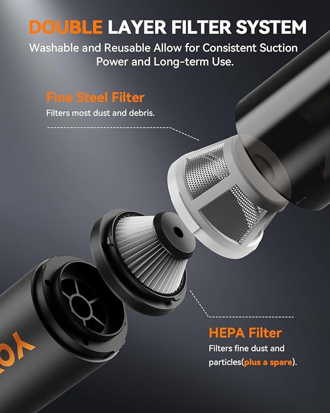 Car Vacuum, Handheld Vacuum Cordless with 21000Pa Powerful Suction & 3 Modes, 4-in-1 Portable Hand Held Mini Vacuum Cleaner Rechargeable, Ultra Light for Car Home Office (Black) - NeatNest