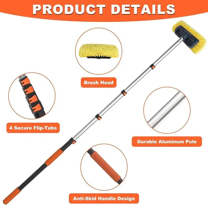 Buyplus 12FT Car Wash Brush with Long Handle, 12-Inch Soft Bristle, with Aluminium Telescoping Pole, for Cleaning Car, SUV, RV, Boats, House Siding, Floors, Solar Panels, and More - NeatNest