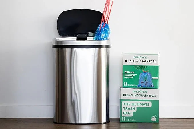 13 Gallon Recycling Trash Bags, 200 Count Drawstring Tall Kitchen Garbage Bags, Pre-Separated, Unscented, Ultra Strong, Leakproof, Sturdy, Translucent Blue - NeatNest