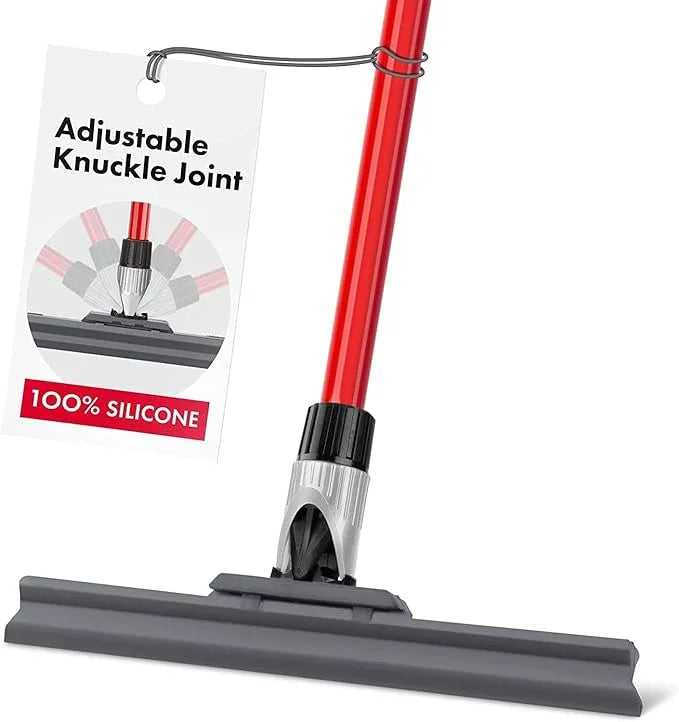 Silicone Floor Squeegee with 55-Inch Long Handle, 12-Inch Single Cast Silicone Blade, 360° Swivel Joint - Multifunction Floor Squeegee for Garage, Concrete Floor, Shower Floor, Glass Windows - NeatNest