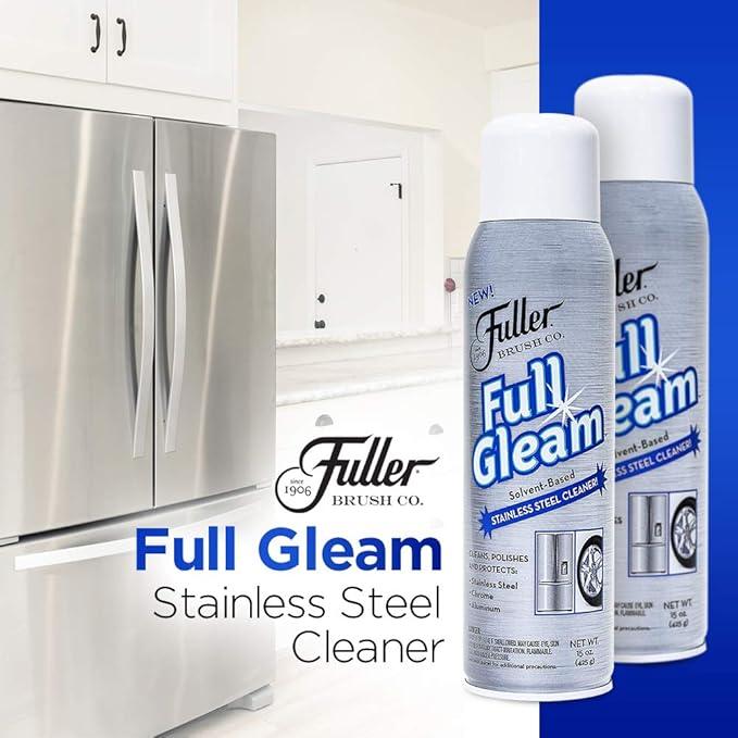 Fuller Brush Full Gleam Stainless Steel Cleaner – 15 oz Spray for Appliances, Chrome, Aluminum & Sinks – Cleans, Polishes & Protects Metal Surfaces (Pack of 1) - NeatNest