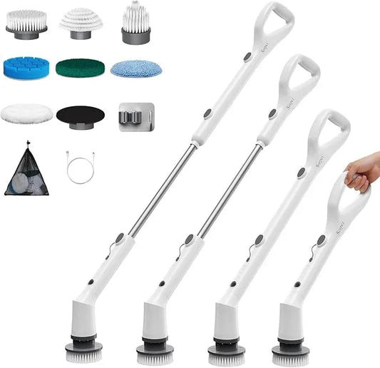 Electric Spin Scrubber, 2025 New Cordless Cleaning Brush, Shower Cleaning Brush with 7 Replaceable Brush Heads, Power Scrubber 3 Adjustable Speeds, Detachable Long Handle & IPX7 Waterproof - NeatNest