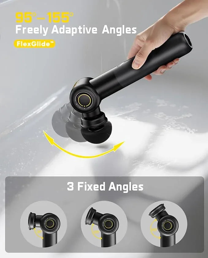 Fanttik Flip G9 Pro Electric Scrubber, VoltiPulse Motor, Dual-Speed Cleaner with 6 Brush Heads, Adjustable Angle & Extendable Handle, IPX7 Waterproof, Type-C Charge for Bathroom, Tile, Grout - Black - NeatNest