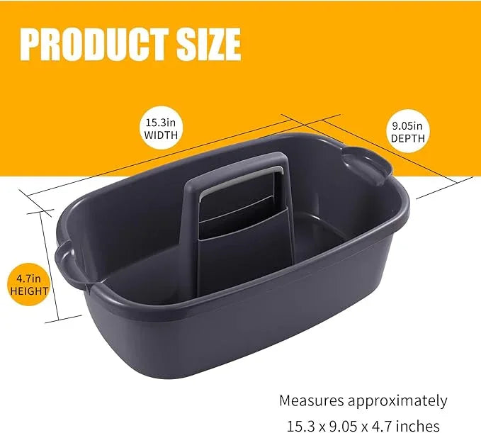 2-Pack Large Gray Cleaning Caddy for Cleaning Supplies with Handle - Portable Plastic Tote Organizer for Shower, Bathroom, Kitchen, Under Sink Storage - NeatNest