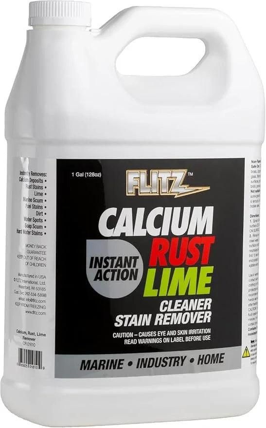 Flitz Calcium, Rust, & Lime Remover - 1 Gallon Bottle of USA-Made Limescale Remover for Toilets, Showers, and More - Powerful Spray that Instantly Eliminates Tarnish, Grease, and Other Grime (1 Pack) - NeatNest