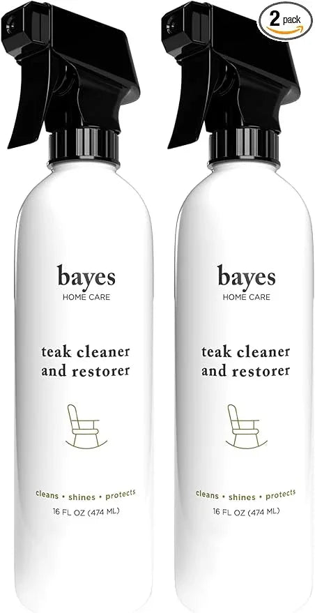 Bayes High Performance Teak Cleaner & Restorer - Cleans, Shines, and Protects - Maintains Fine Teak and Restores Neglected Teak - 16 oz, 2 Pack - NeatNest