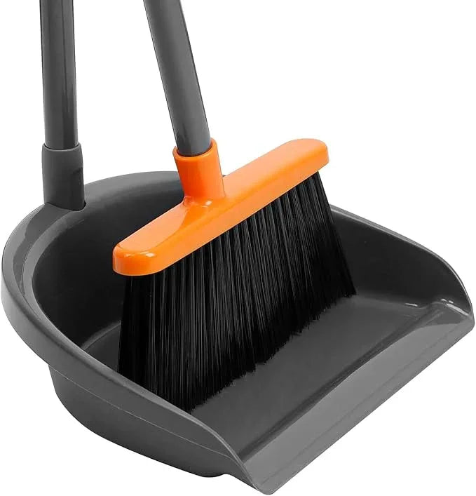 Long Handle Broom with Dustpan Combo Set for Office Home Kitchen Lobby Floor Cleaning Broom Dustpan for Indoor&Outdoor Sweeping - NeatNest