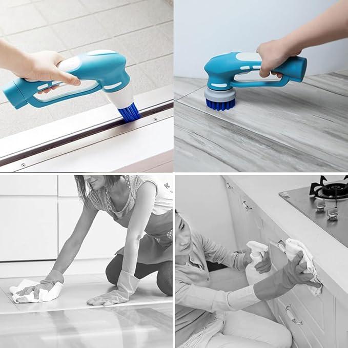 Cordless Power Scrubber for Cleaning Tile/Floor/Sink/Shower/Bathroom/Kitchen - Electric Handheld Scrub Brush with 6 Replaceable Heads, 360° Portable Washing Machine for Car, Wall, Window and Stove Top - NeatNest