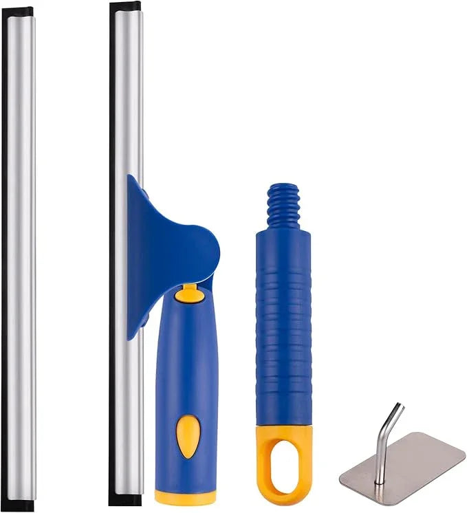 ITTAHO Swivel Shower Squeegee for Glass Doors, All-Purpose Anti-Slip Window Squeegee with 2 Blades, Window Cleaner Tool Bathroom Squeegee for Shower Doors, Tile Shower Walls，Mirrors,Car Windshields - NeatNest
