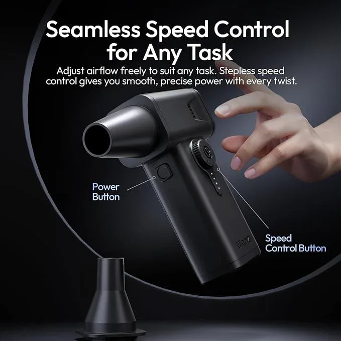ULANZI AD02 Storm Electric Air Duster V2, 130,000 RPM Compressed Air Duster, 12.5W Fast Charge, Variable Speed, with 200-Mesh Filter & LED Light, Portable Mini Dust Blower for Camer Cleaning - NeatNest