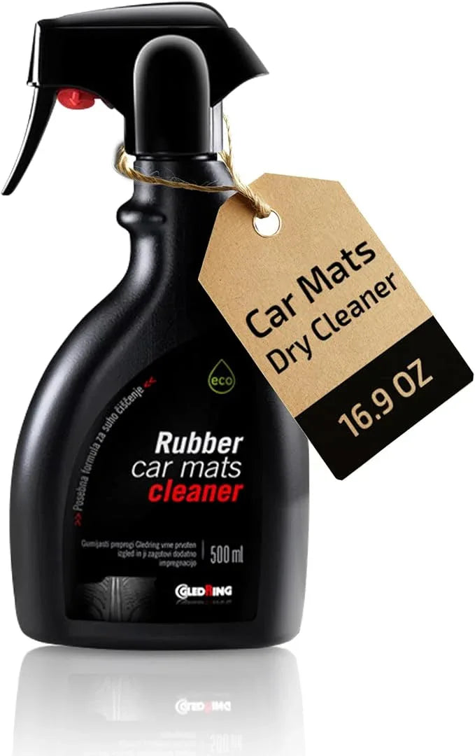 Gledring Rubber Car Mats Dry Wash Cleaner - Rubber Floor Mat Cleaner, Enviornment Friendly, Water Based, No Smell, does not Mark or Slip After Cleaning, Spray & Wipe - 16.9 oz (500 ml) - NeatNest