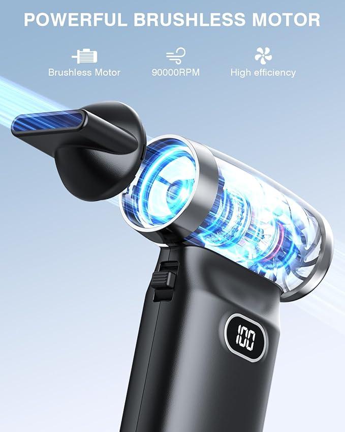 Electric Compressed Air Duster Cordless: 60 MPH High Wind Speed Mini Air Blower for Electronics Portable Computer Cleaner Hand Keyboard Cleaning Powerful Duster for Car, Fans and Other Sences - NeatNest