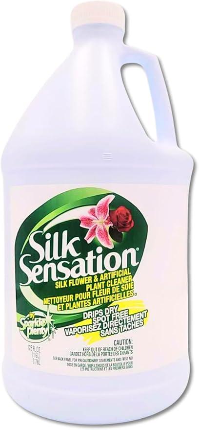 Sparkle Plenty Silk Sensation Artificial Flower & Plant Leaf Cleaner and Shine - Fake Flower Dusting Spray -Silk Plant Cleaner Spray No Wipe - Drip Dry Cleaning Supplies for Artificial Tree (1 Gallon) - NeatNest