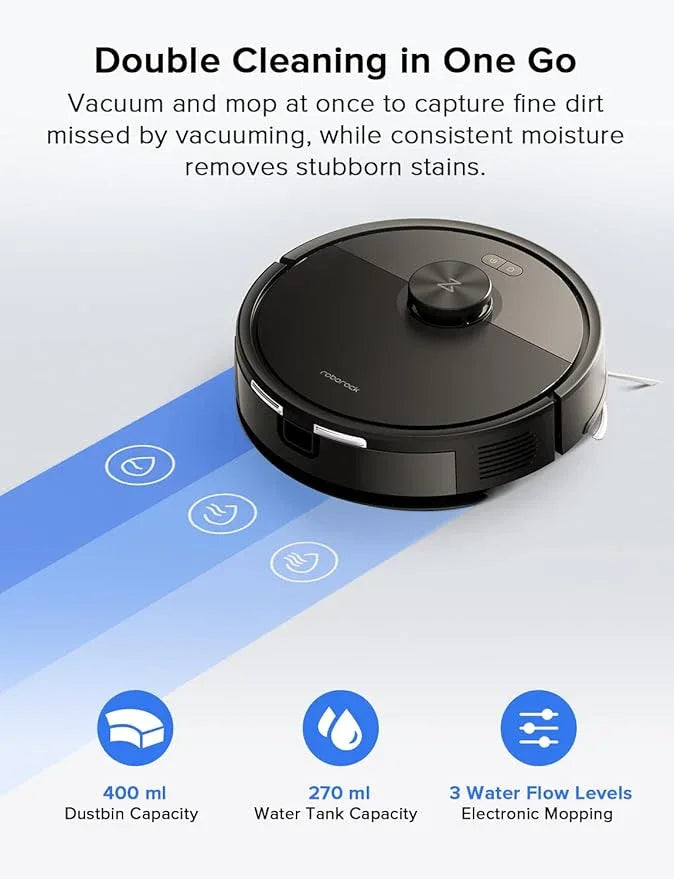 roborock Q7 L5 Robot Vacuum and Mop Combo, 8,000Pa Suction, Upgraded from Q5 Pro, Dual Anti-Tangle System, LiDAR Navigation, Multi-Level Mapping, Self-Charging Robotic Vacuum Cleaner, Black - NeatNest