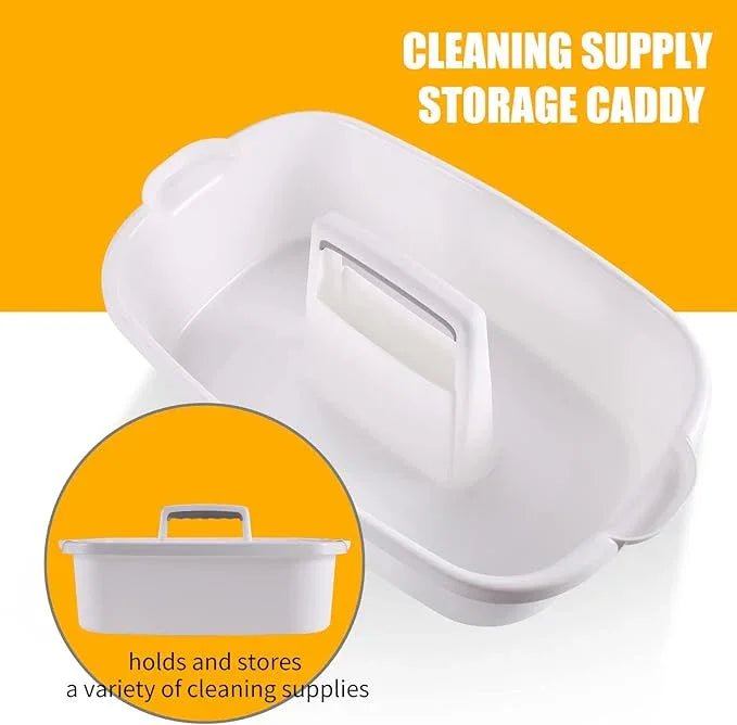 2-Pack Large White Cleaning Caddy for Cleaning Supplies with Handle - Portable Plastic Tote Organizer for Shower, Bathroom, Kitchen, Under Sink Storage - NeatNest