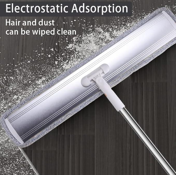 32-Inch Microfiber Flat Mop for Floor Cleaning - Commercial Wide Mop with 360° Rotation, Stainless Steel Handle & 4 Reusable Washable Pads - for Hardwood, Laminate, Tile, Dust and Wet Mopping - NeatNest