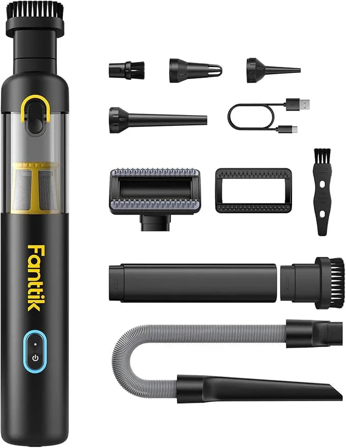 Fanttik Slim V8 APEX Car Vacuum, 4-in-1 Portable Mini Cordless Vacuum with 19000pa Suction Power, Type-C Charge, 2 Suction Modes, Handheld Vacuum for Small Jobs, Car, Office Desk, Keyboards (Black) - NeatNest