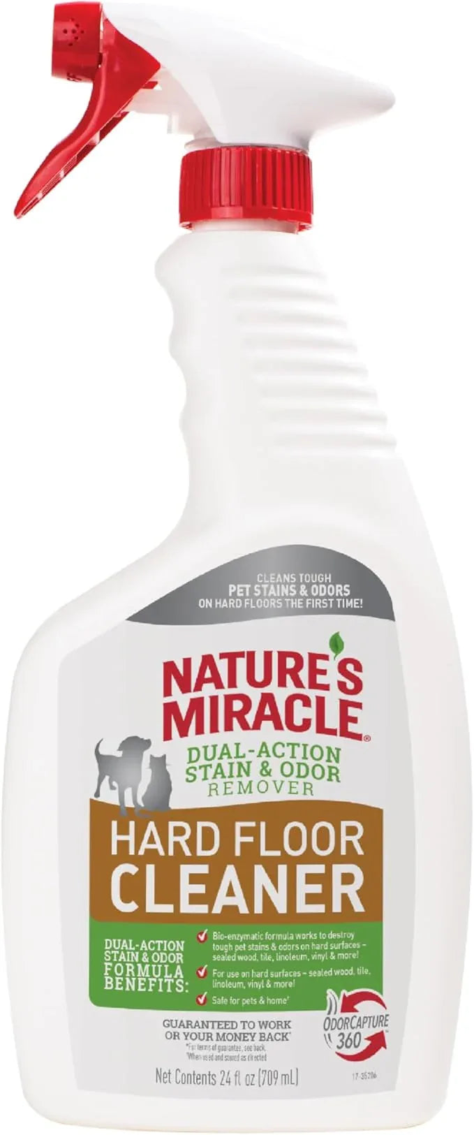 Nature's Miracle Hard Floor Cleaner, 24 Ounces, Dual-Action Stain and Odor Remover Works to Remove Tough Pet Stains and Odors On Sealed Wood and Hard Floor Surfaces - NeatNest