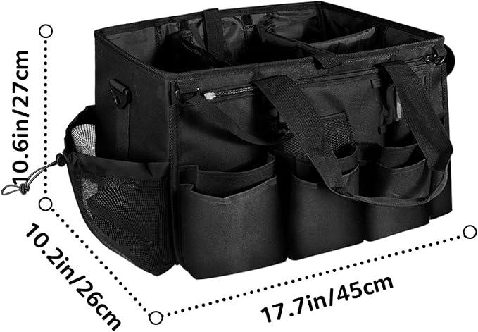 Boczif Cleaning Caddy Bag Wearable, Cleaning Caddy Supplies Organizer with Handle, Shoulder Straps & Detachable Divide, Cleaning Tool Organizers Tote Bag for Cleaners & Housekeepers（Black） - NeatNest