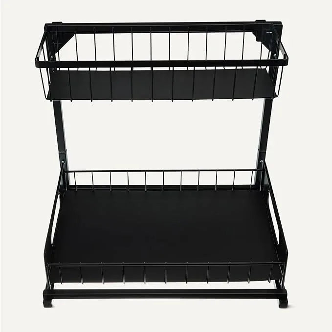 Amazon Basics L-Shape Under Sink Storage Pull Out Cabinet Organizer, Black, Pack of 2 - NeatNest