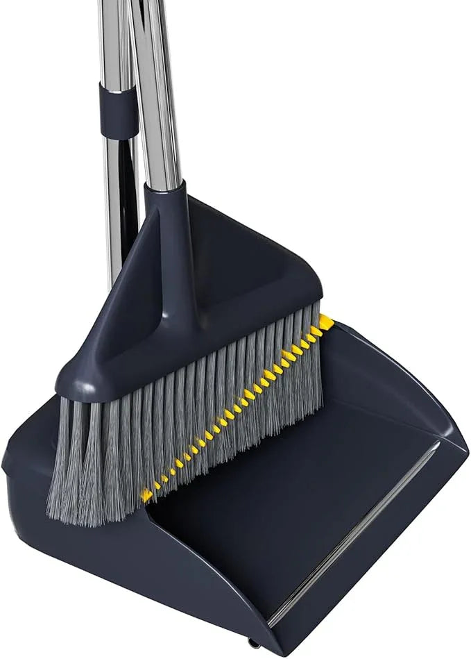 MOPUP Broom and Dustpan Set, 52 inch Long Adjustable Handle Broom with Dustpan Teeth to Self-Cleaning Clean Hair Suitable for Home Kitchen Office - NeatNest