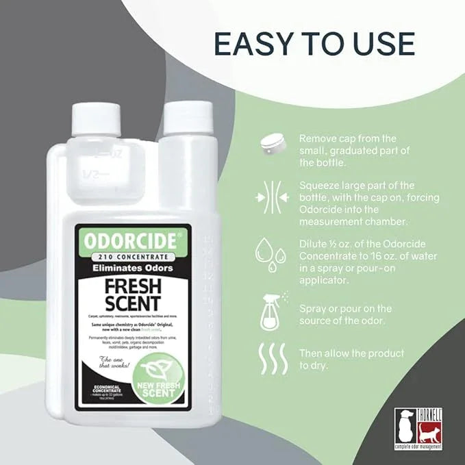 Odorcide Odor Eliminator Concentrate: Odor Eliminator for Strong Odor on Carpets, Hardwood & More - Smoke, Sweat & Pet Odor Eliminator for Home w/Non-Enzymatic Formula - Fresh Scent - 16 oz - NeatNest