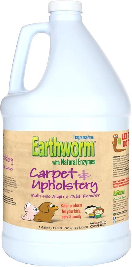Earthworm Carpet & Upholstery Cleaner Multi-Use Stain & Odor Remover - Natural Enzymes, Safer for Family, Environmentally Responsible - 128 oz - NeatNest
