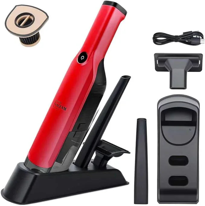 Handheld Vacuum Cordless,15KPA High Power Suction,USB Quick Charge,Car Vacuum Cleaner with Storage Dock,Lightweight Rechargeable Dust Buster with Crevice Tool Pet Brush Hand Vac for Home,Red - NeatNest