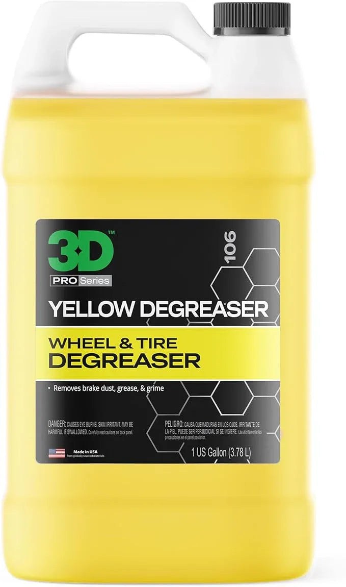 3D Yellow Degreaser – Non-Acid Wheel & Tire Cleaner Spray for Brake Dust, Grime & Tire Dressings – Safe for All Wheels & Whitewalls - 1 Gallon - NeatNest